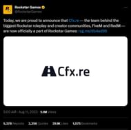Rockstar's official Tweet (Image via Rockstar Games)